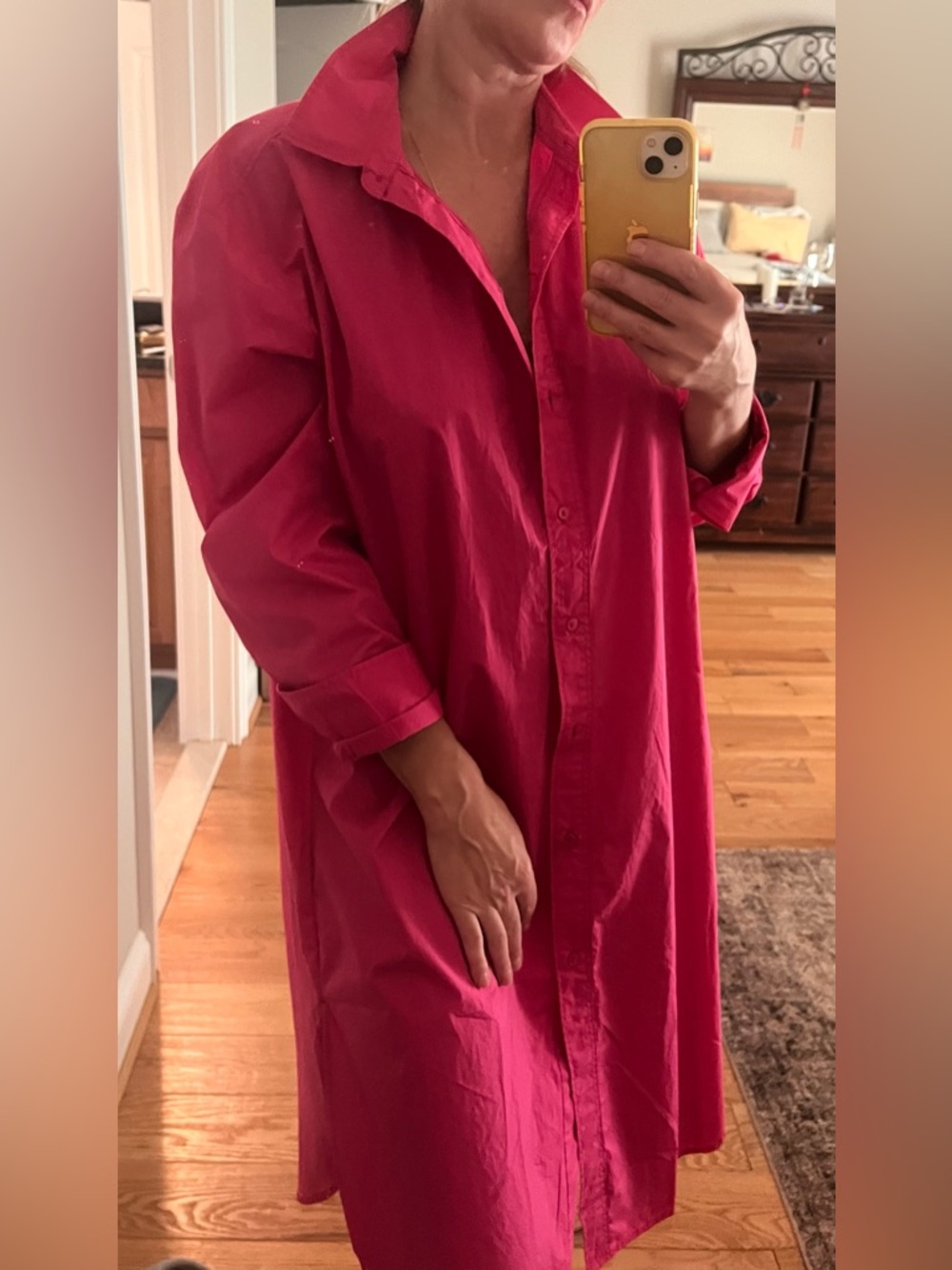 NWOT H&M Bright Pink Shirt Dressq